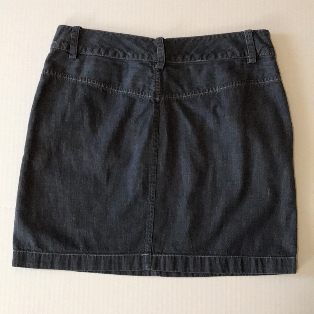 BANANA REPUBLIC Denim Mini Skirt Waistband Belt Loops Zip Front Slip Pockets—6 - Picture 5 of 16